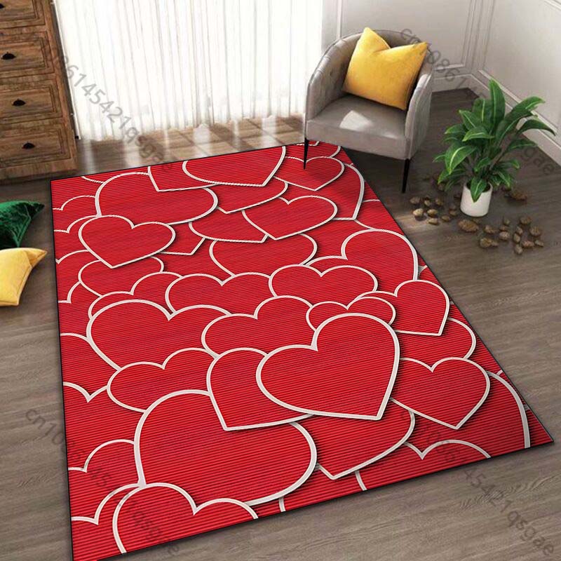 Ковер с принтом красного сердца для гостиной, спальни, прикроватной зоны, ванной комнаты, напольный коврик, ковер в зону, коврик для дивана, домашний декор, роскошный подарок