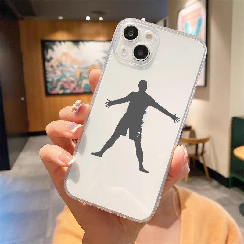 Football Player Soccer Art Clear Phone Case For iPhone 14 13 11 12 Pro Max X XR XS 7 8 Plus SE Soft Silicone Cover Coque Funda