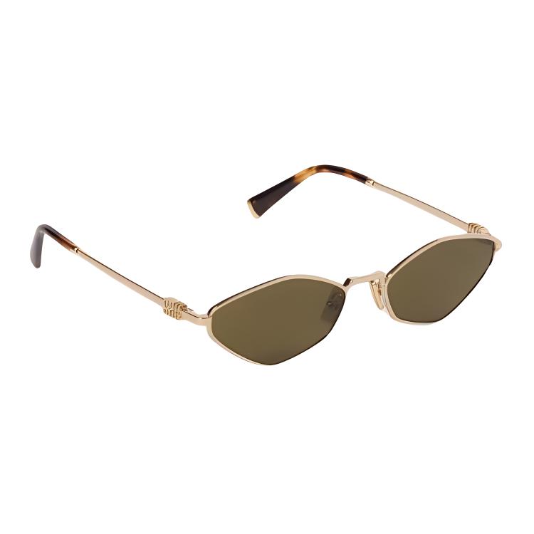 Miu Miu Solid Color Design Metal Irregular Shape Sunglasses Women sunglasses Gold SMU56ZE5AKFE09ZC056