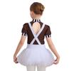 Kids Girls Chocolate Factory Worker Halloween Costume Mock Neck Short Stripe-Cuffed Sleeves Back Cut Puffy Built-In Crotch Press Buttons Dress Braces