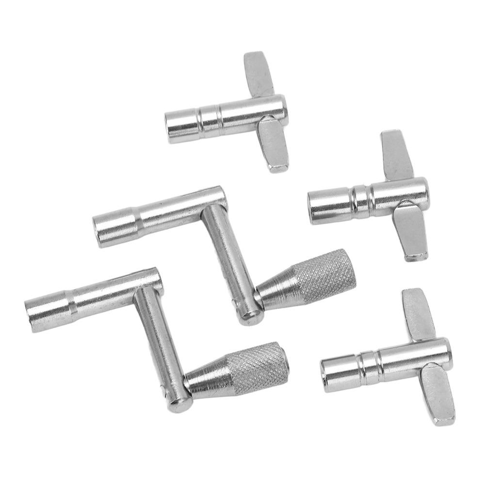 5PCS Silver Drum Tuning Key Metal Percussion Hardware Tool Premium Drum Wrench Set  For Drummers