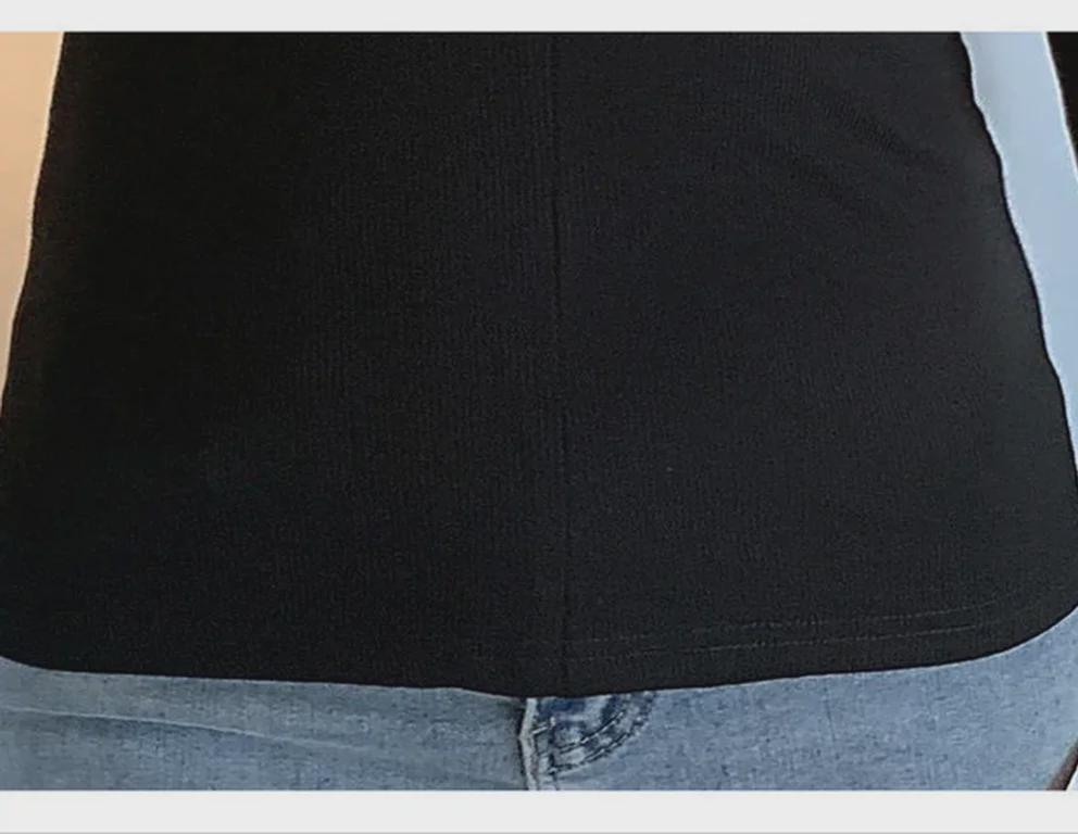 Женская облегающая футболка с V-образным вырезом и длинными рукавами из хлопка на осень 2025 г.