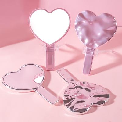 Портативное зеркало Ins Liquid Shape Heart Mirror, ручное настольное косметическое зеркало для макияжа, дорожное металлическое зеркало с высоким разрешением