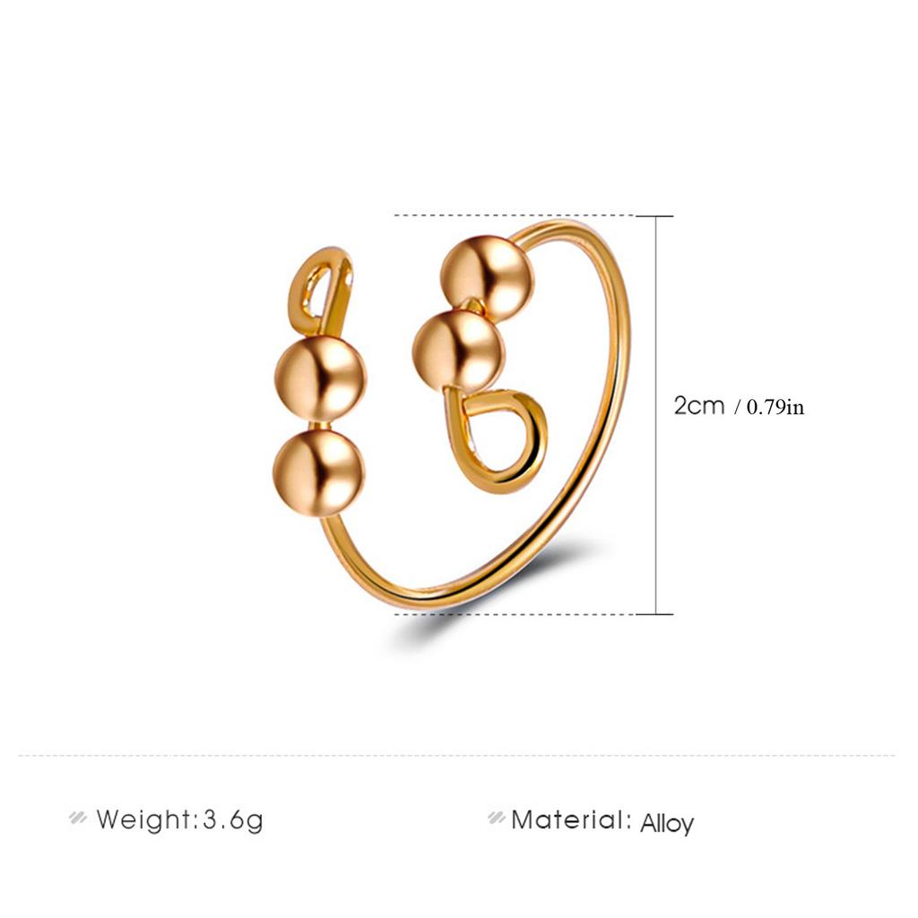 Resizable -anxiety Ring With Beads Rotate Rings Trendy Jewelry