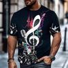 Men's Graphic Musical Notes T-shirt Short-sleeved T-shirt 3D Shirt Retro Fashion Designer Outdoor Casual Daily Summer Clothing