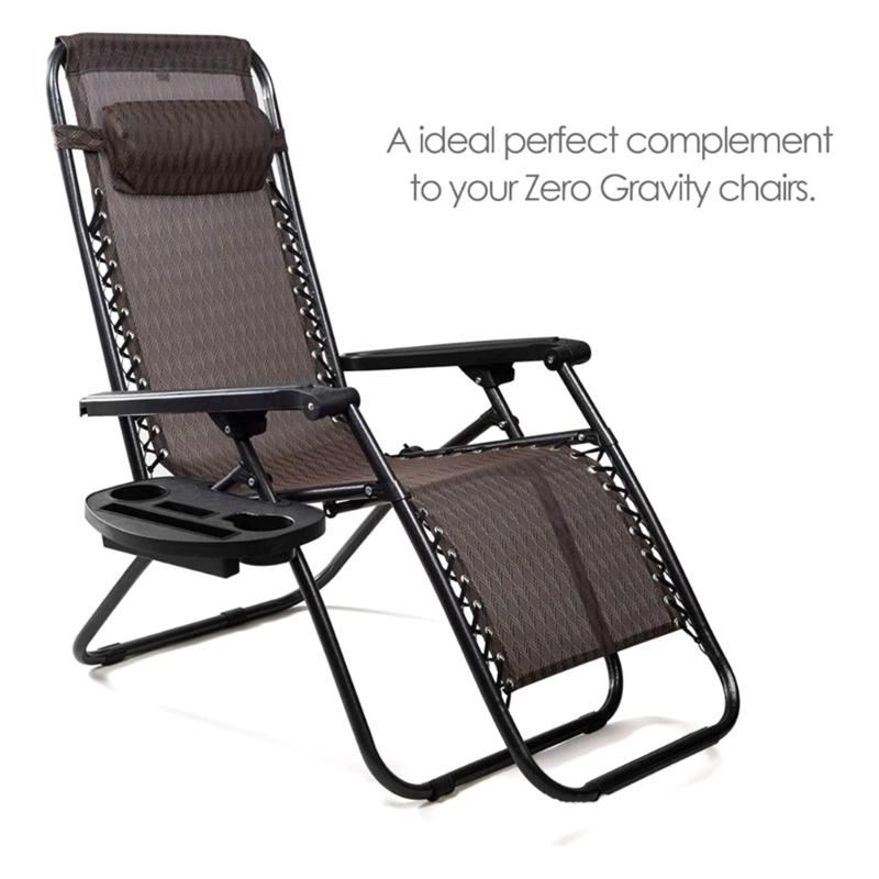 Outdoor Folding Relaxation Chairs Drink Holder Folding Reclining Portable Chairs Tray Clip on Side Table Cup Holder Tray