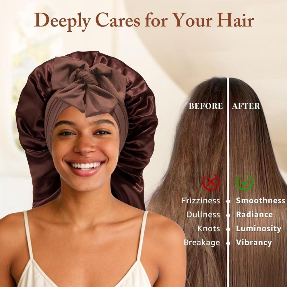 Hair Protection Satin Bonnet Curly Hair Braid Bonnet Extra Long Sleeping Cap Women