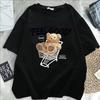 Мультяшный Медведь Футболка с коротким рукавом Женская Свободный Топ Модный Корейский Стиль Футболка
