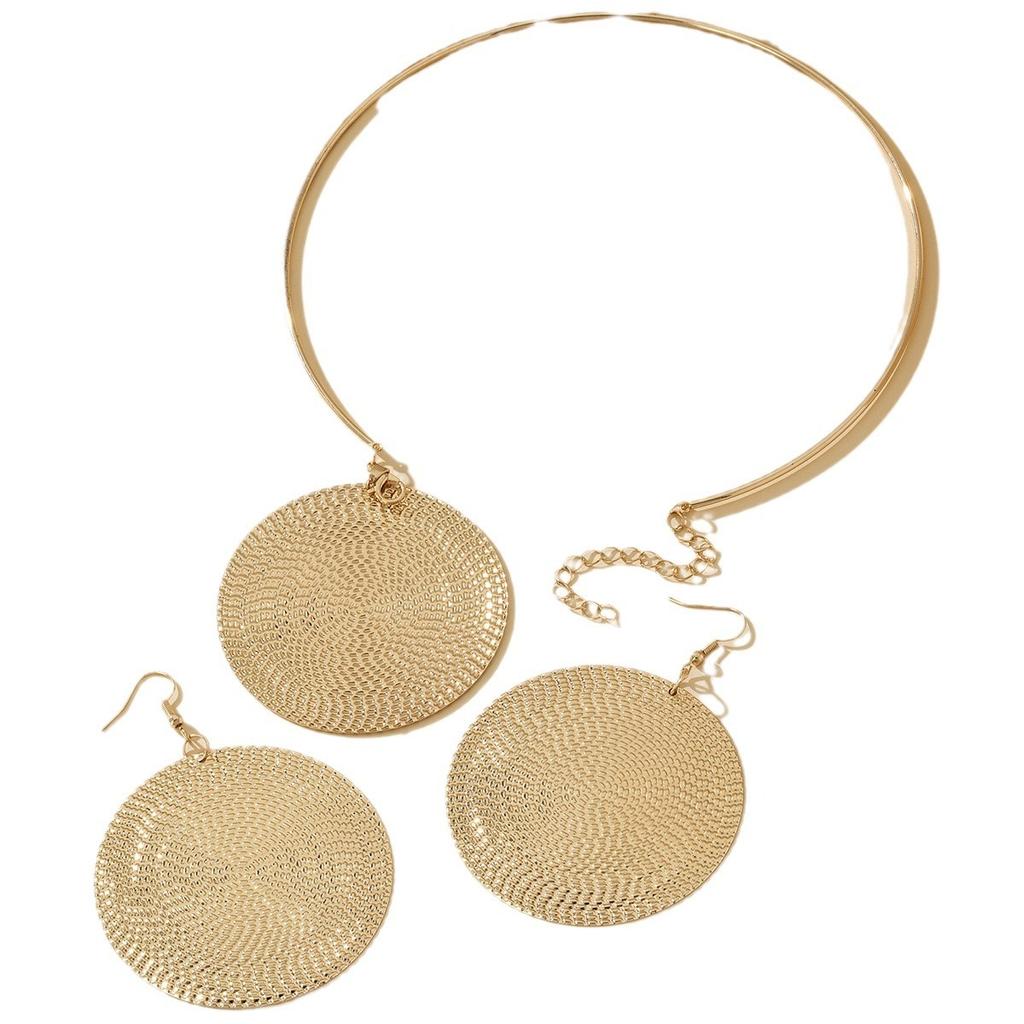 Модный круглый комплект ювелирных изделий ожерелье и серьги для женщин дамы