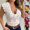 Womens Casual Sexy Slim Solid Lace V-Neck Ladies Sexy Lace Erotic Lingerie Tank Top
