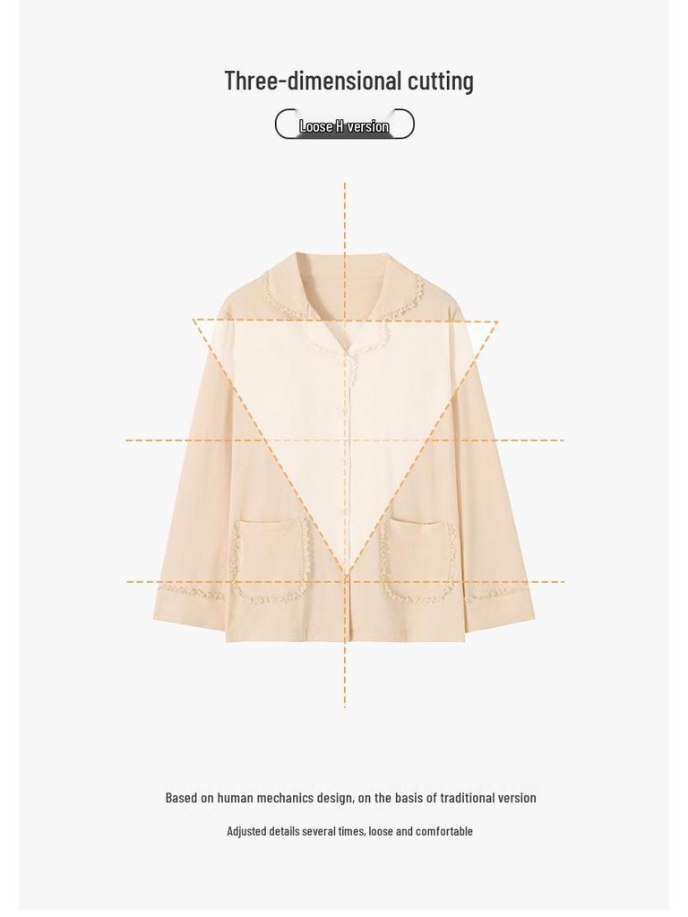 Women's Cotton Long Sleeve Pajama Set with Chest Pad - Casual & Comfortable for Indoors or Outdoors