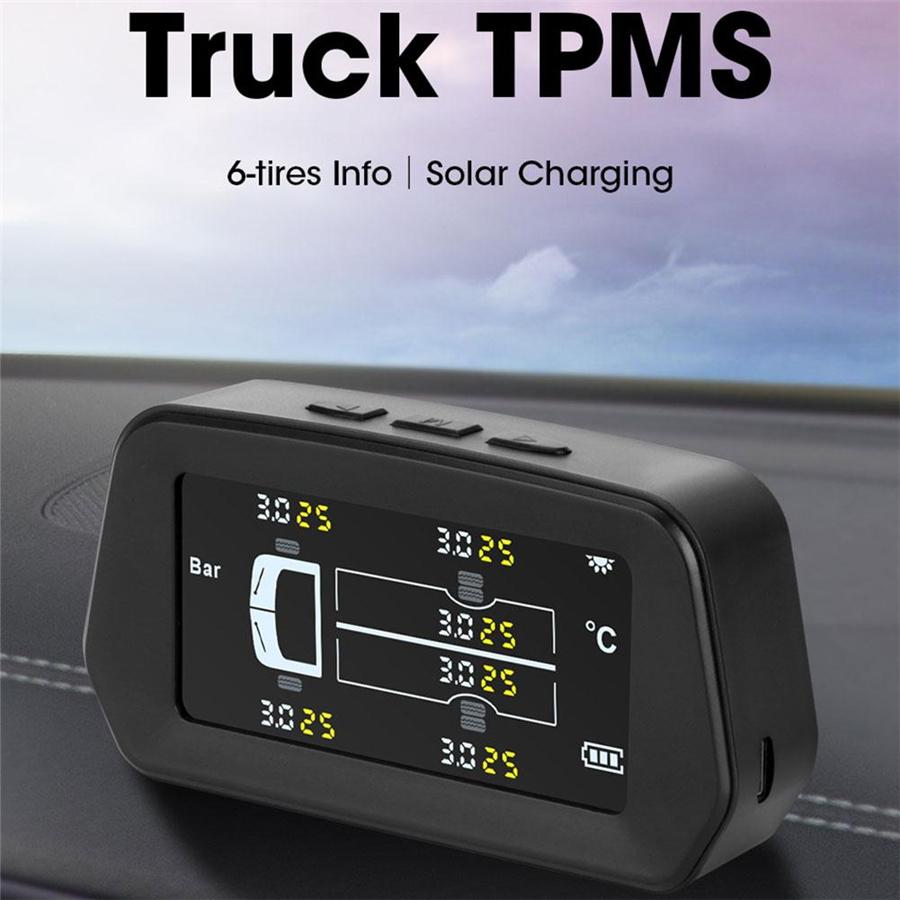 13 Бар Автомобильная TPMS Система контроля давления в шинах Солнечная энергия ЖК-дисплей + 6 внешних датчиков Звуковой сигнал