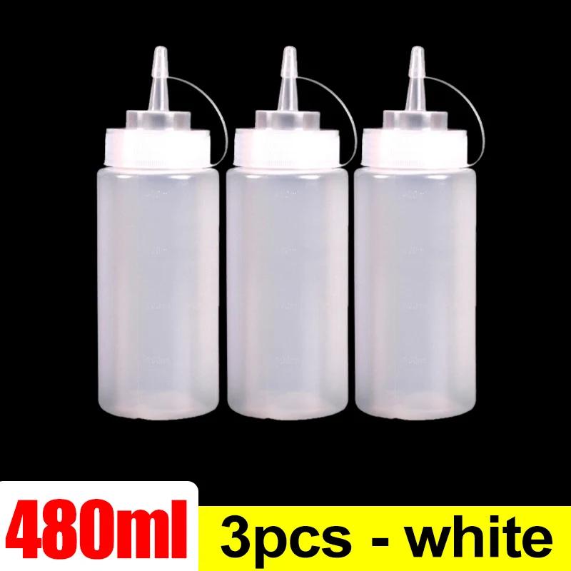 Plastic Condiment Squeeze Bottles Ketchup Mustard Salad BBQ Olive Oil Dispenser Seasoning Sauces Bottles Kitchen Tools 240/480ml