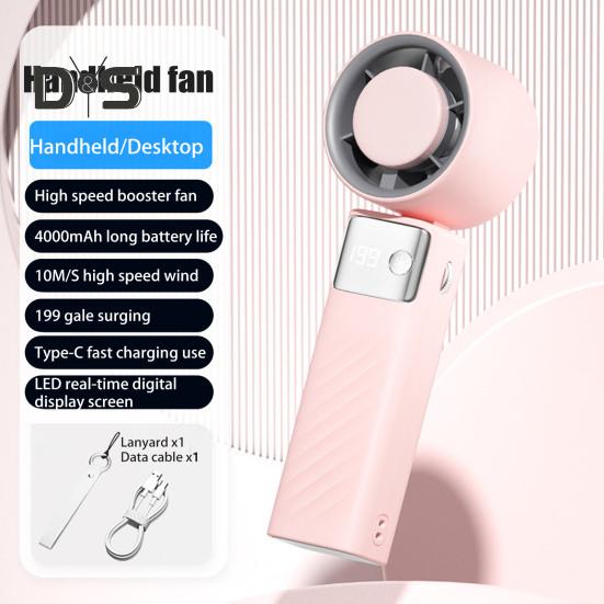 Ручной вентилятор охлаждения с цифровым дисплеем, мощный поток воздуха, 1-199 скоростей, малошумный, работающий от аккумулятора, портативный персональный вентилятор