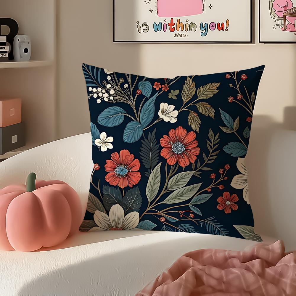 Fashion Beautiful Floral Art Cushion Cover Pillowcase Short Plush Invisible zipper Room Sofa Cushion Cover