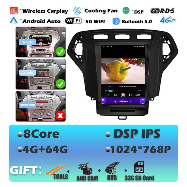 IPS Android 14 для Ford Mondeo 4 2006-2010 Carplay автомобильный радиоприемник мультимедиа видеоплеер навигация GPS стерео