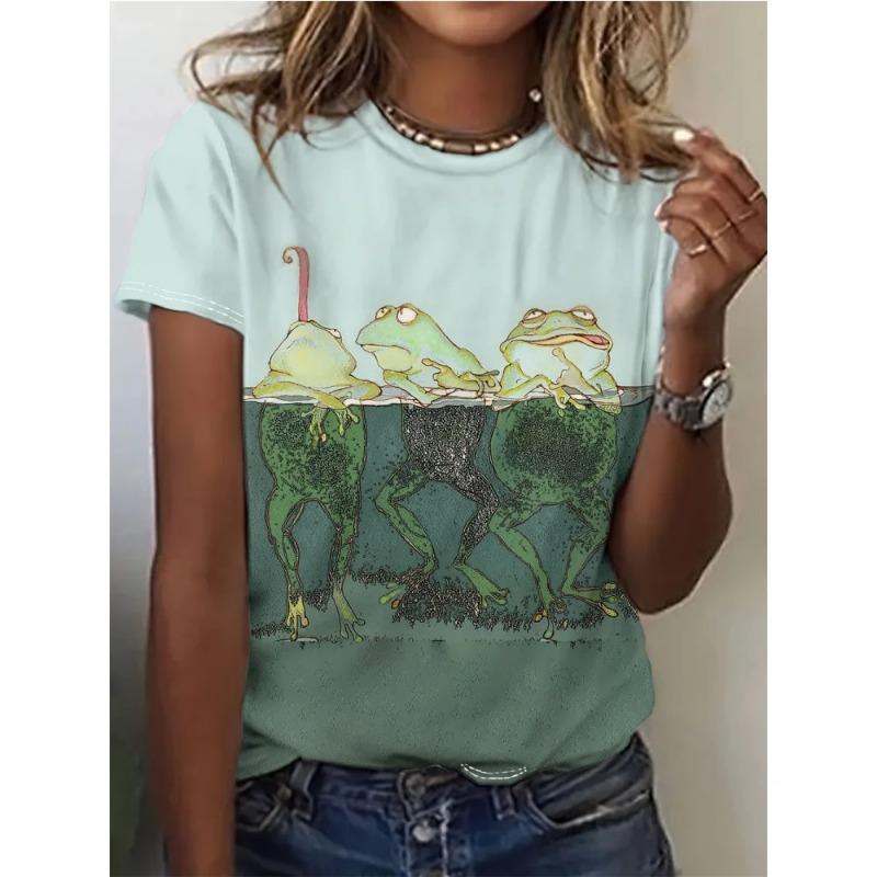 Women's T-Shirts Cartoon Characters Cute Pattern 3d Print Tshirt Funny Cartoon Animal Casual Short Sleeve O Neck Female Clothing
