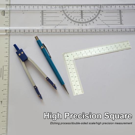 Измерительная линейка, процесс травления, двусторонняя шкала, высокоточная линейка из нержавеющей стали, угол 90 градусов, L-образная линейка. Товары для дома.