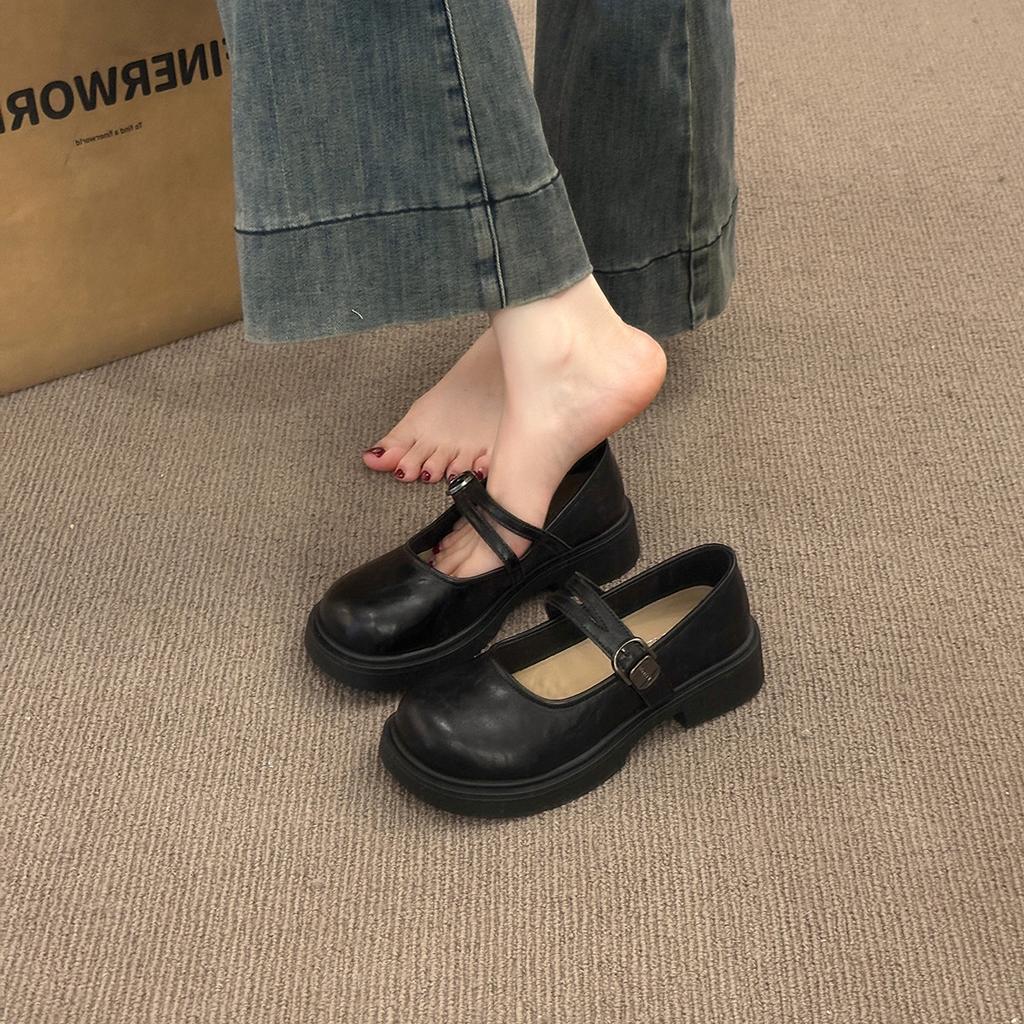 Модная женская обувь Мэри Джейн, новая летняя, ретро, с круглым носком, на плоской подошве, кожаная, к юбкам, универсальная, нежная, одинарная обувь