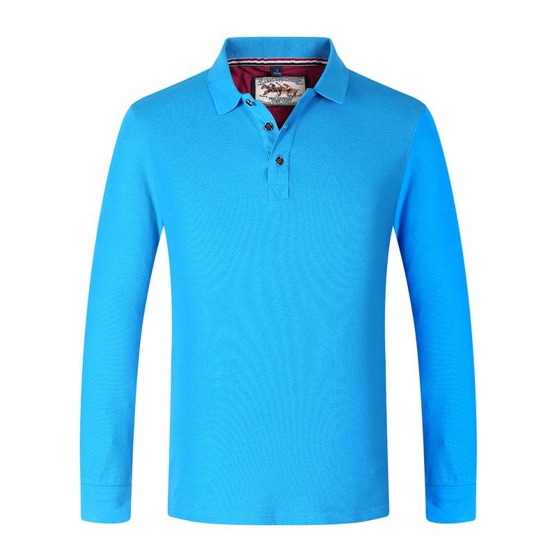 Осенне-зимняя мужская рубашка поло с длинными рукавами и лацканами, верх из чистого хлопка, мягкая деловая рубашка, приятная для кожи, спортивная футболка для активного отдыха