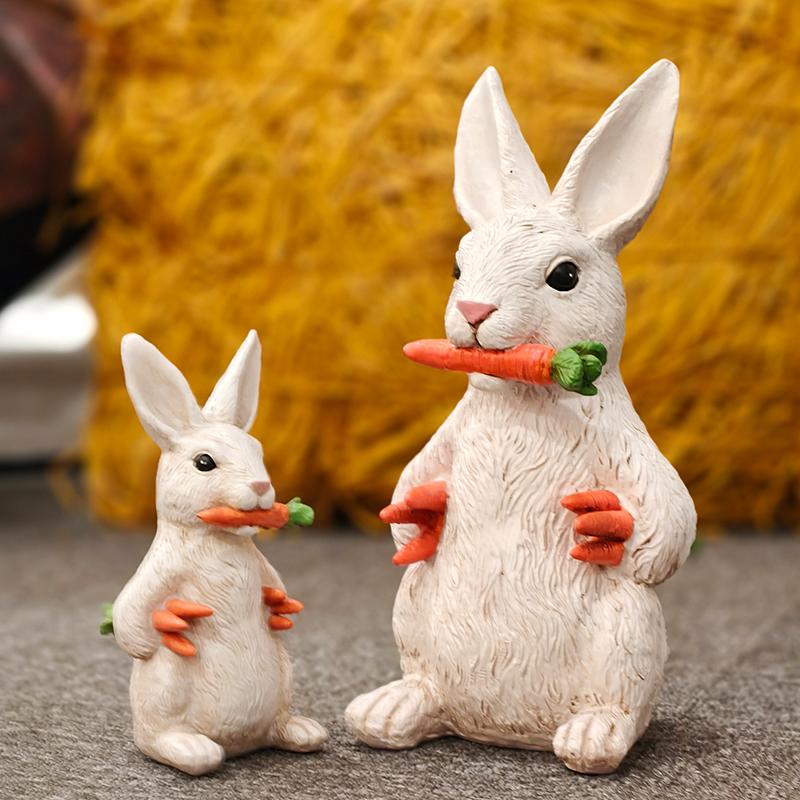 Garden Bunny Sculpture Resin Animal Craft for Outdoor Garden and Courtyard Entrance Decoration
