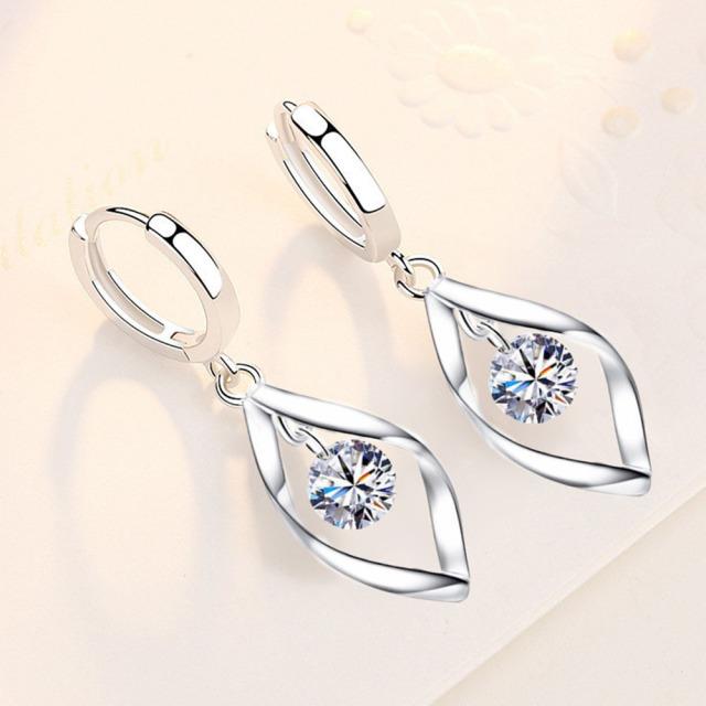 Новые женские серьги из стерлингового серебра 925 пробы, модные длинные белые пудровые синие серьги высокого качества, модные поворотные серьги, ювелирные изделия, подарок