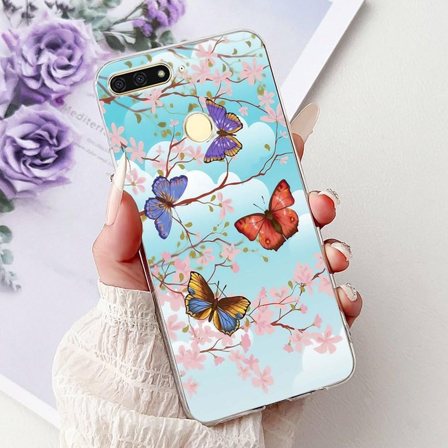 For Huawei Y6 2018 Case ATU-L21 ATU-L22 Cover Luxury Marble Butterfly Soft Silicone Phone Cover For Huawei Y6 Prime 2018 Carcasa