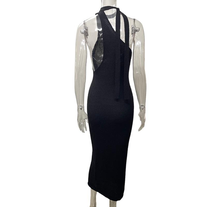 IHUASU Модные женские юбки, сексуальные, горячие, свисающие, шейные, вязаные платья для женщин