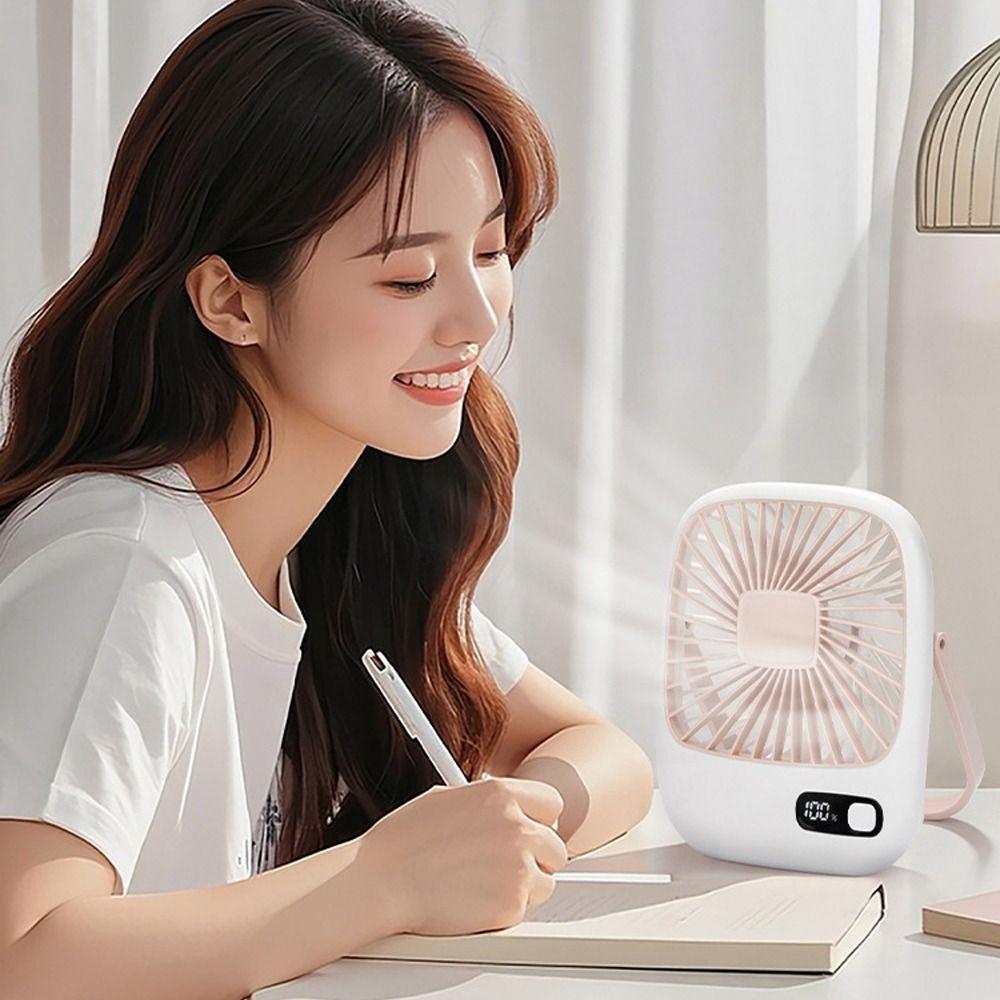 LED Digital Display Portable Vertical Fan Adjustable Personal Desk Fan  Household Dormitory