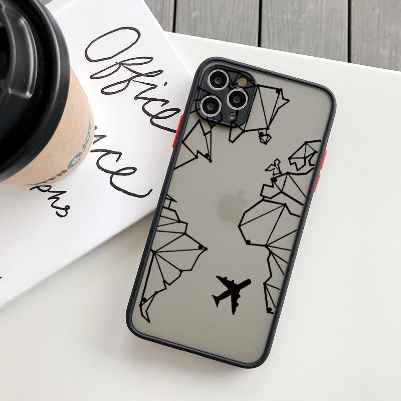 Чехол для телефона с изображением карты мира и самолета для iPhone 16 15 13 14 11 12 Pro Max 7 8 Plus SE2 X XR XS, задняя ударопрочная крышка
