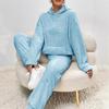 Women's Fuzzy Fleece Pajamas Set Winter Plush Pullover Hoodies And Pants Lounge
