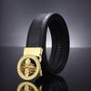 New Fashion Little Bee Men's Automatic Buckle Cowhide Belt Crocodile Pattern Smooth Buckle Business Belt Belt