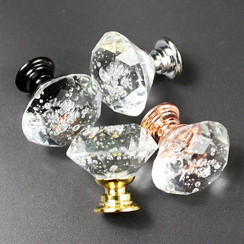 Cupboard Drawer Single Hole Handle Screw Handle Transparent Color Diamond Crystal Furniture Hardware Small Handle
