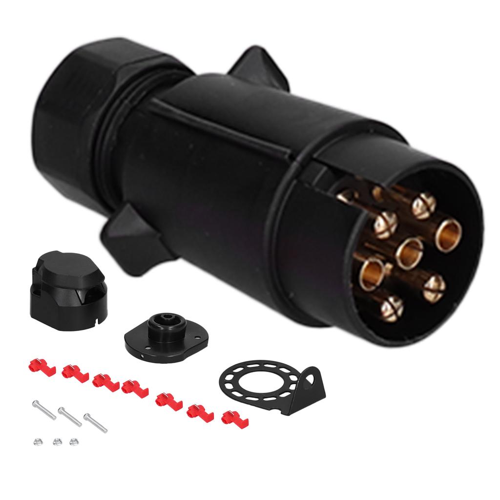 7 Pin Trailer Plug Connector Wiring Adapter Copper Contact for Commercial Vehicle Trailer RV Car