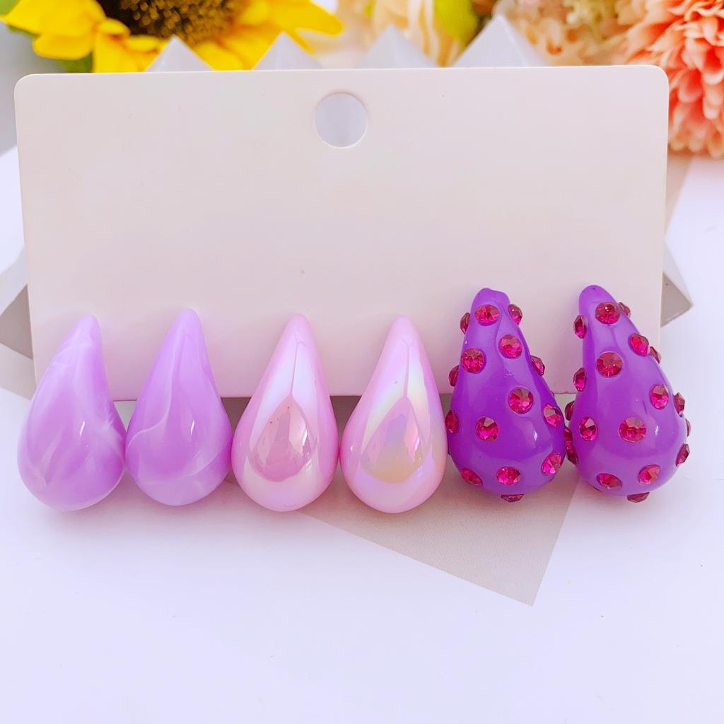 3 Pairs of Vintage-style Acrylic Drop Earrings for Women's Daily and Party Wear