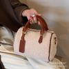2025 New Niche Design Bag Female Senmeng Plush Boston Pillow Bag Casual Portable Shoulder Messenger Bag