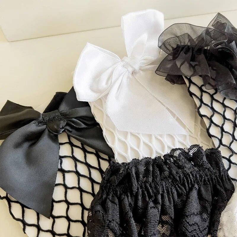 Children Girl Calf Sock Lace Lolita White Black Color Knee High Sock for Kids Girl Summer Fishnet Mesh Sock Clothes Accessories