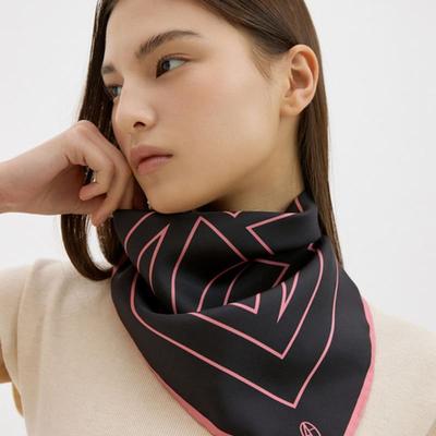 AVVINA PELLE AVVINA Square Silk Scarf 50 - Black/Pink
