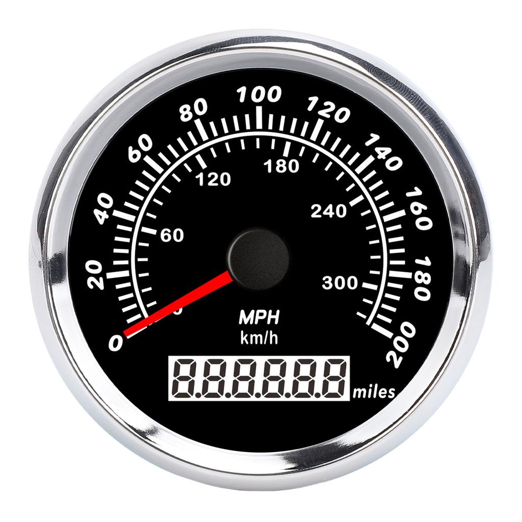 85mm Boat Speedometer with Step Motor 7 Color Backlight Red Pointer 200MPH Waterproof Speed Gauge for Yacht RV Truck