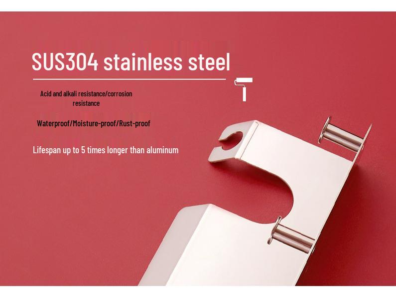 Punch-Free 304 Stainless Steel Hair Dryer Holder: Universal Wall-Mounted Rack for Hotel Bathrooms.