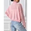 Women's Short High Neck Pullover Bow Embroidery Patchwork Sweater