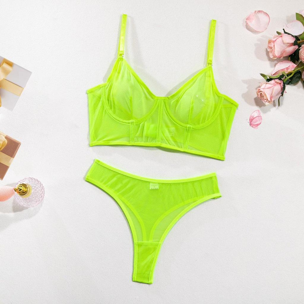 Популярный комплект сексуального сетчатого нижнего белья со стальной поддержкой и дизайном «рыбья кость»