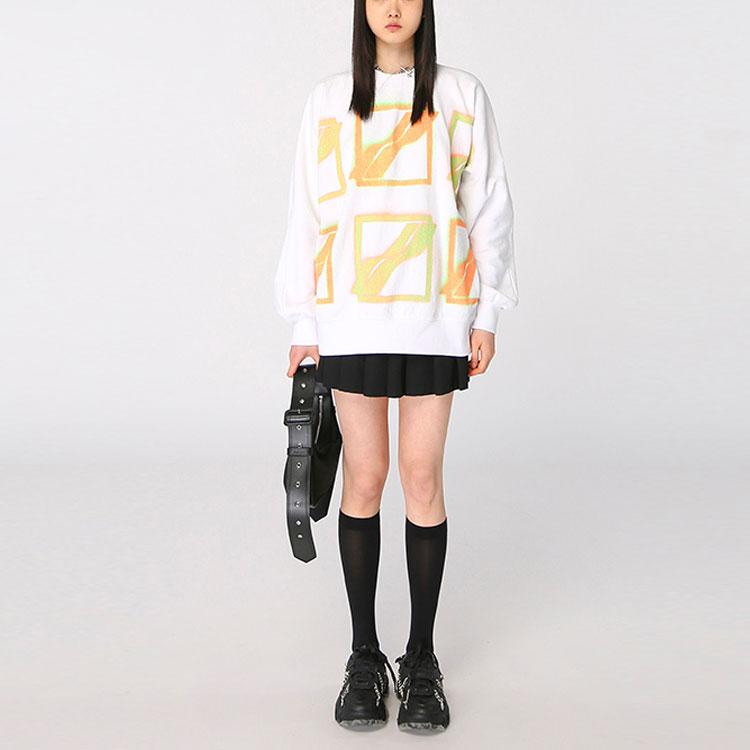 We11done Ss21 Logo All Over Print Pullover Sweatshirt Unisex sweatshirt White WD-TS1-21-510-U-WH