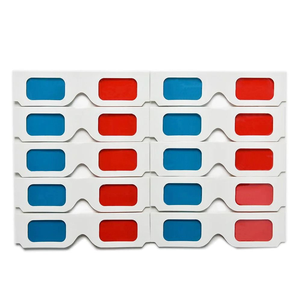 10Pcs Cyan Movie Game Glasses 3D TV Cardboard Paper Glasses Universal 3D Glasses