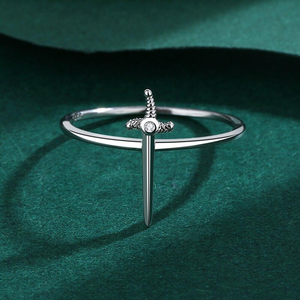 Креативные 18-каратные золотые, серебряные парные кольца с крестом и мечом для женщин, круглые полные бриллианты, оригинальные стерлинговые серебряные ювелирные изделия в подарок на свадьбу