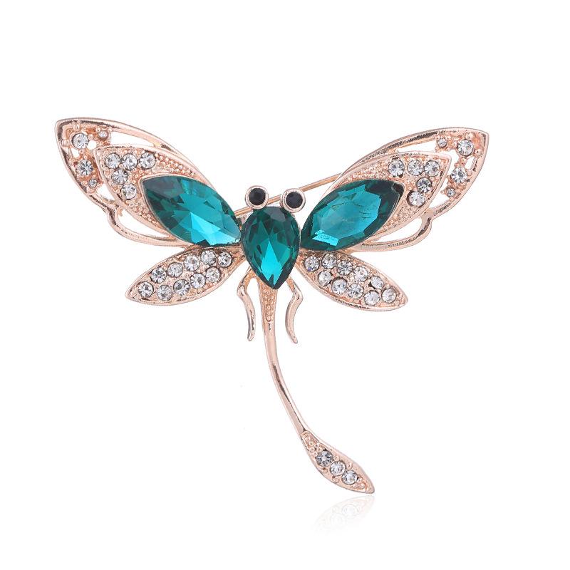 Temperament Dragonfly Brooch Female Retro Crystal Insect Brooch Temperament Pin Trendy Atmospheric Clothing Accessories