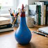 Статуэтка курицы с длинной шеей, разноцветная, Мультяшный петух-ваза из смолы с большими глазами, Забавная ваза в форме петуха для улицы, газона, двора, офиса, домашнего декора