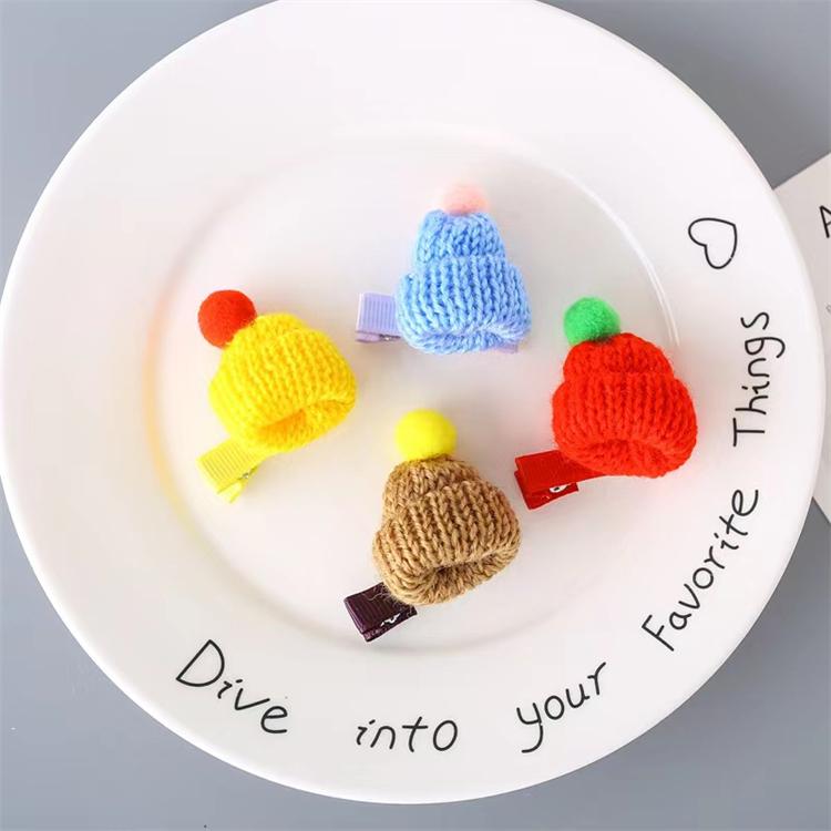Korea Creative Headdress for Children Colorful Hairpins Cute Mini Barrettes Hair Grips Wool Knitting Hat Hair Clips