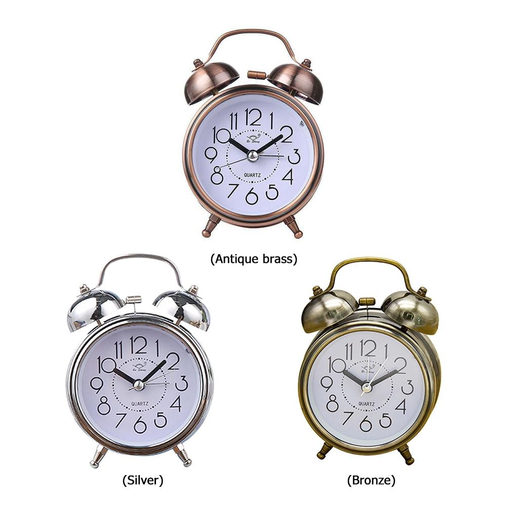 Будильник Винтажный Ретро Бесшумный Стрелочный Часы Играющие Колокольчиком Громкий Будильник со Светом