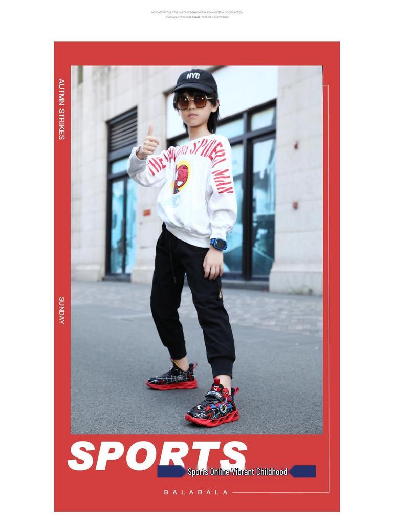 Детские сетчатые кроссовки для бега с подсветкой и мультяшным дизайном - Осень 2025, дышащий стиль